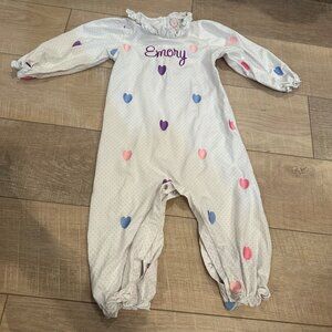 Baby Romper With "Emory" Embroidery 24M CeCe & Lou Polka Dot & Heart Design Ruff